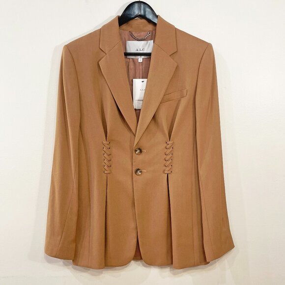 New ALC Maverick Lace-Up Blazer Tawny Brown 6, M $695 - Picture 4 of 9